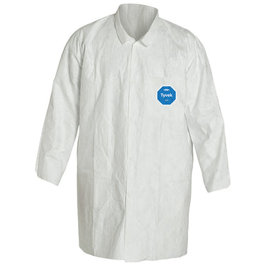 DuPont™ Tyvek® 400 Lab Coat w/ Open Wrists, Large, White, 30/Case